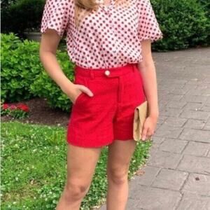 NEW Draper James Basket Weave‎ Dressy Shorts 2 Red Textured NWT